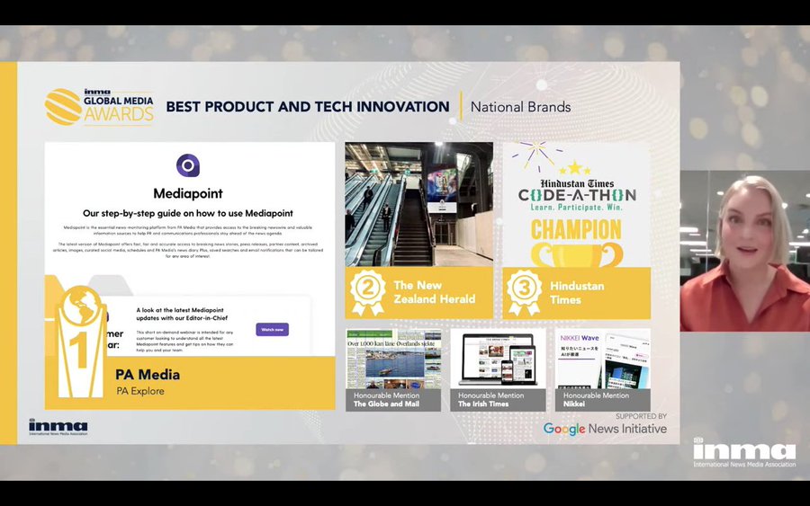 PA Explore has been named Best Product and Tech Innovation among national news brands at the Global Media Awards organised by the International News Media Association (INMA). 